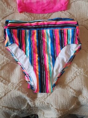 Free In A Bundle George Multi-Stripe Bikini Bottoms in Neon Accents